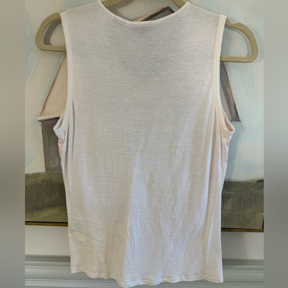 HUGO BOSS Light Pink Brown Beaded Embroidered Open Front Boho Tank Top Size Med - Picture 6 of 7